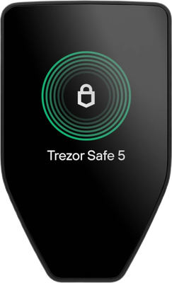 Trezor Safe 5 hardware wallet with color touchscreen display